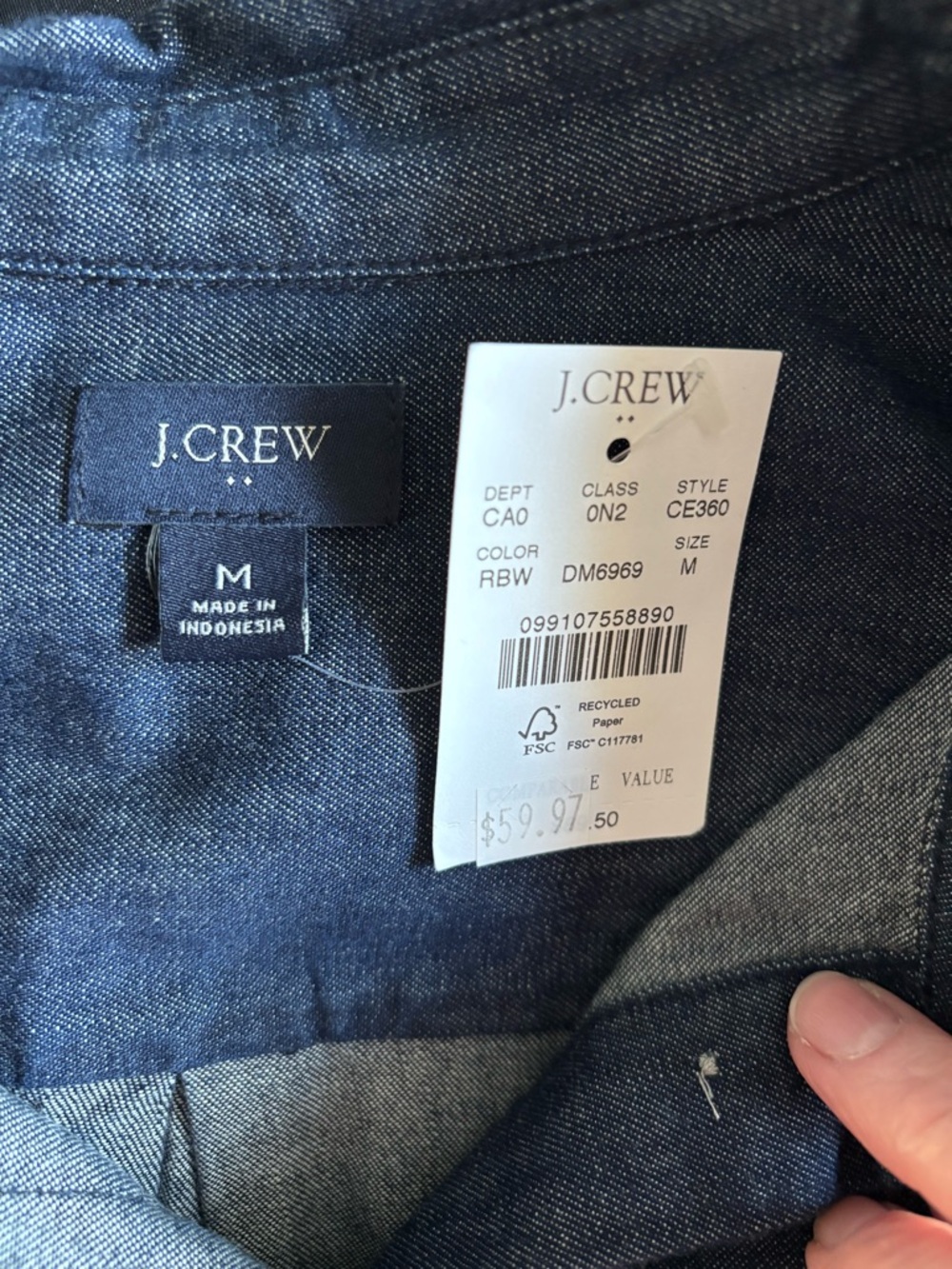 J Crew Factory Women’s Button Front Denim Shirt size medium - Picture 4 of 5